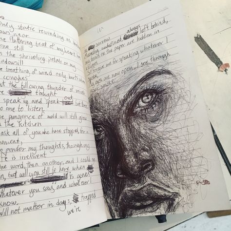 Writing Poetry Aesthetic Notebook, Poetry Notebook Journals, Notebook Astethic, Poetry Journal Aesthetic, Notebook Sketches Aesthetic, Poetry Aesthetic Journal, The Silent Patient Aesthetic, Sketch Of A Person, Cursed Book