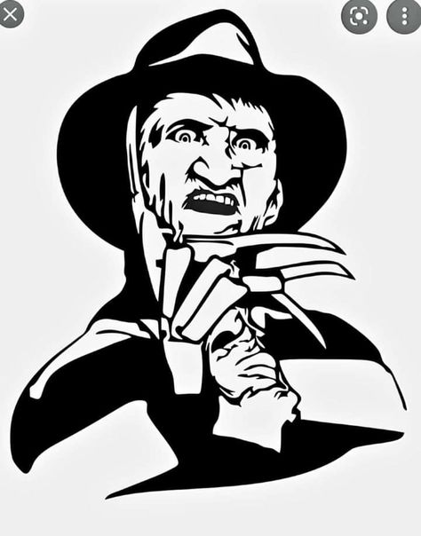 Freddy Krueger Drawing, Freddy Krueger Svg, Baby Spiderman, Scary Tattoos, Silhouette Stencil, Horror Characters, Freddy Krueger, Svg For Cricut, Black And White Drawing