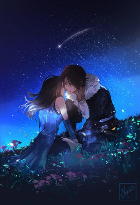 Ff8 Squall, Squall X Rinoa, Fireflies Art, Squall And Rinoa, Burning Eyes, Solo Pfps, Final Fantasy Vi, Final Fantasy Artwork, Fantasy Couples