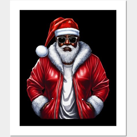 Cool Black Santa, African American Santa -- Choose from our vast selection of art prints and posters to match with your desired size to make the perfect print or poster. Pick your favorite: Movies, TV Shows, Art, and so much more! Available in mini, small, medium, large, and extra-large depending on the design. For men, women, and children. Perfect for decoration. Big Nick Energy, Black Santa, Santa Hat, Super Cool, Drawing And Illustration, Santa Claus, Transparent Background, Digital Drawing, Drawing Illustrations