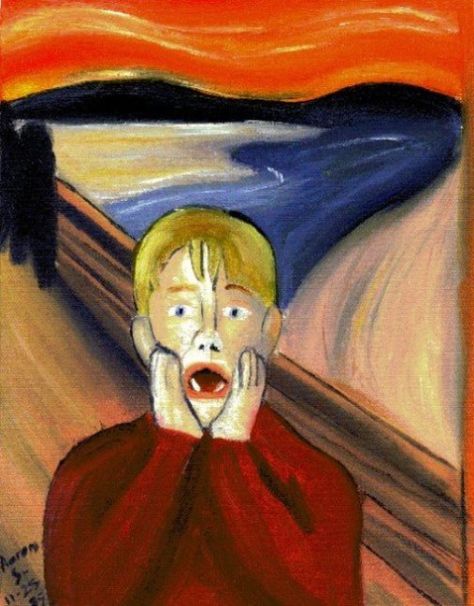 “Home Alone” – Oil Painting – Parody of Edvard Munch’s “The Scream” Scream Parody, Scream Art, Le Cri, Expressionist Artists, The Scream, Edvard Munch, Art Parody, Orange Sky, Art Pop