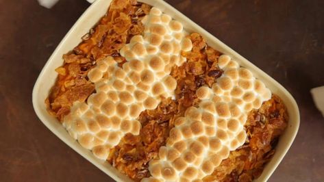 Classic Sweet Potato Casserole with Marshmallows Recipe | Southern Living Candied Yams With Marshmallows, Yams With Marshmallows, Sweet Potato Casserole With Marshmallows, Christmas Side Dish Recipes, Sweet Potato Pudding, Potato Pudding, Candied Yams, Candy Yams, Christmas Side Dishes