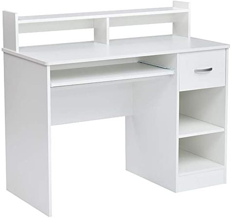 Wooden Study Desk, Desk With Keyboard Tray, Compact Desks, Desks For Small Spaces, Keyboard Tray, Home Office Bedroom, Best Desk, Small Home Office, White Desks