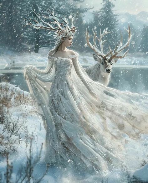 Winter Goddess, Snow Elf, Mythical Creatures Fantasy, Winter Fairy, Angel Crafts, Fantasy Pictures, Christmas Fairy, Fantasy Aesthetic, Snow Queen