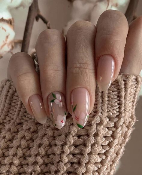 Beautiful Spring Nails Minimalist Nails, Pretty Acrylic Nails, Floral Nails, Nail Arts, Short Acrylic Nails, Best Acrylic Nails, Flower Nails, Cute Acrylic Nails, Acrylic Nail Designs