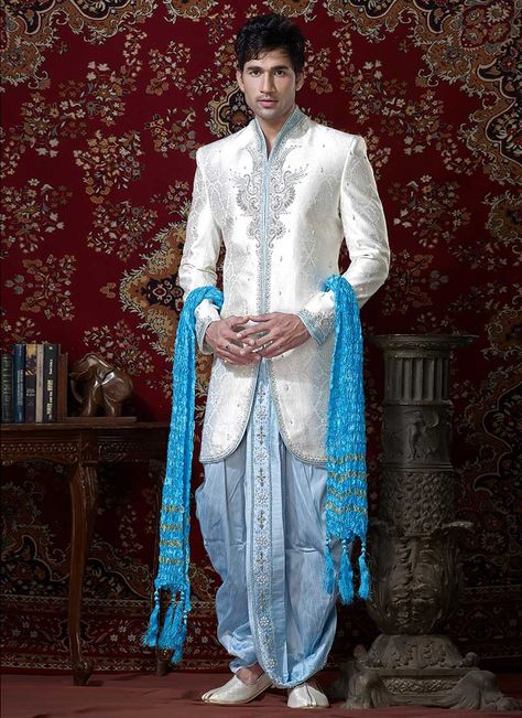 Groom Indian Wedding Outfits, Blue Sherwani, Indian Groom Wear, Wedding Dresses Men Indian, Sherwani For Men, Indian Men, Kurta Men, Wedding Sherwani, Wedding Outfit Men