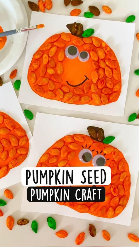 Pumpkin Seed | Fall pumpkin crafts, Halloween craft activities, Fall crafts Harvest Party For Preschool, Red Circle Crafts For Preschool, Leaf Art Preschool Leaves, 3rd Grade Harvest Crafts, First Week Of Fall Preschool, Early Childhood Fall Activities, Fall Leaf Counting Preschool, Fall Acitivty, Signs Of Fall Preschool