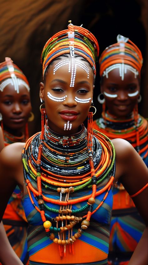 African Face Paint, 4 Daughters, Africa Art Design, African Royalty, Afrikaanse Kunst, Afro Style, Afrocentric Art, African People, Africa Art