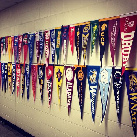 College pennants College Pennant Display, Academic Advisor, Counseling Bulletin Boards, College Pennants, Frat Party, College Event, Career Readiness, Frat Parties, Event Design Inspiration