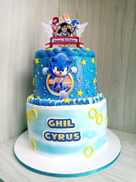 2 Tiered Cake, Sonic 2, Tiered Cake, Tier Cake, Tiered Cakes, Cake Ideas, Sonic, Birthday Cake, Happy Birthday