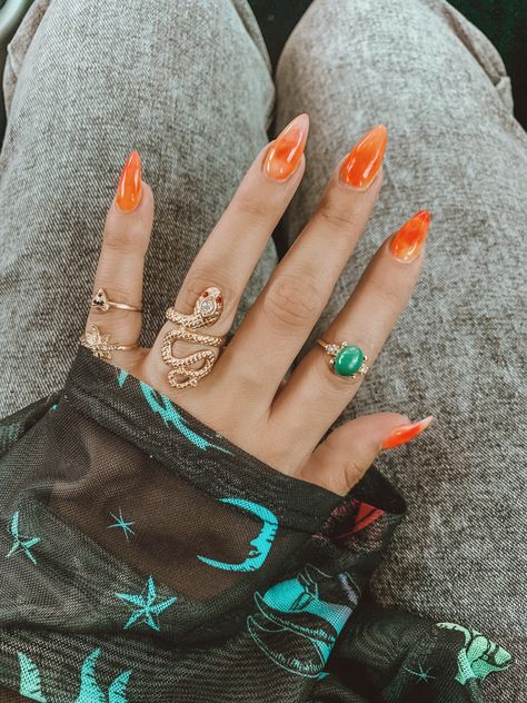 Orange Tie Dye Nails, Tie Dye Nails, Orange Tie, Hippie Nails, Pretty Hands, Nail Inspo, Hair And Nails, Tie Dye, Dye