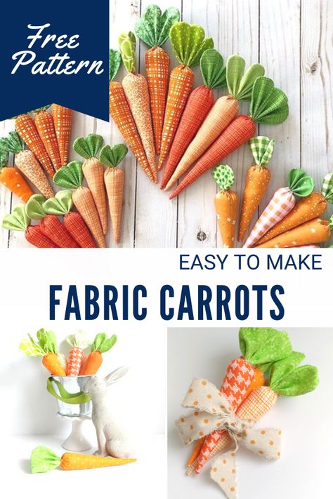 Fabric Carrots, Decorating Easter Baskets, Wreath Attachments, Mini Quilt Patterns, Easter Carrots, Easter Fabric, Tray Ideas, Easter Projects, Beginner Sewing Projects Easy