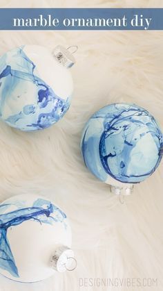 Marble Ornaments, Ornaments Ideas, White Christmas Ornaments, Holiday Hostess Gifts, Diy Christmas Ornaments Easy, Diy Christmas Ornament, Holiday Crafts Diy, Diy Marble, Ornament Diy