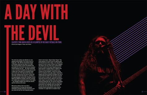 Heavy Metal Magazine Layout by Richard Macias, via Behance Horror Magazine Layout, Music Magazine Layout, Artbook Ideas, Magazine Page Design, Horror Magazine, Heavy Metal Magazine, Chinese Typography Design, Magazine Design Cover, Clean Typography