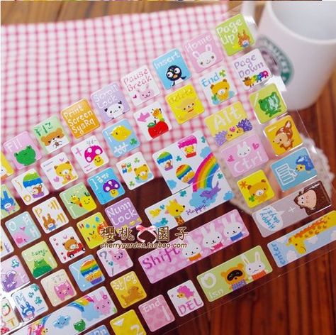 Korean keyboard stickers. Keyboard Stickers Aesthetic, Korean Keyboard, Kawaii Keyboard, Keyboard Sticker, Cute Stationary School Supplies, Keyboard Stickers, Korean Stickers, Stickers Aesthetic, Stationary School