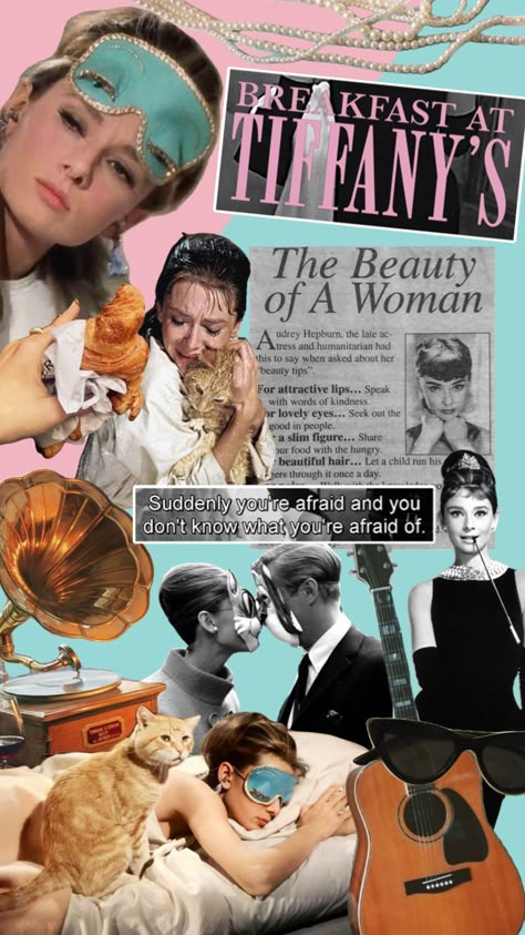 Breakfast At Tiffanys Mood Board, Breakfast At Tiffanys Aesthetic, 50s Vintage Aesthetic, Breakfast At Tiffany's Aesthetic, Emma Core, 22 Bday, Aubrey Hepburn, Audrey Hepburn Photos, Fashion Dream Job