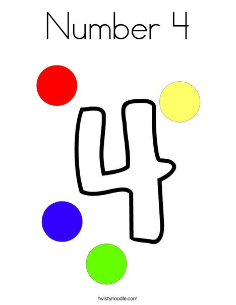 Number 4 Coloring Page - Twisty Noodle Number 2 Coloring Page, Color The Number, Bubble Guppies Coloring Pages, The Number 4, Letter Worksheets For Preschool, 12 Number, Twisty Noodle, 8 Number, Toddler Homeschool