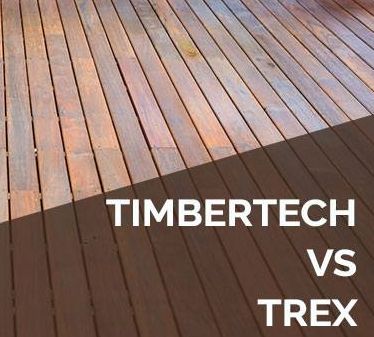 Floor Critics compares TimberTech & Trex decking brands with detailed pros & cons and which one we recommend. Front Porch With Composite Decking, Trex Decks And Porches, Trex Enhance Toasted Sand, Timbertech Weathered Teak Deck, Timbertech Coconut Husk, Decking Material Ideas, Toasted Sand Trex Deck, Trex Deck Patterns, Timber Tech Coconut Husk Deck