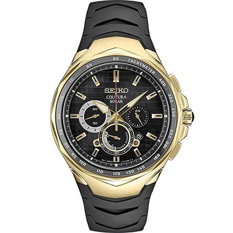 COUTURA V192 Stainless Steel 12 Hour Time Display Day-Date Seiko Coutura, Seiko Men, Mens Chronograph, Mens Watches Black, Stylish Watches, Black Stainless Steel, Black Watch, Jewelry Rings Engagement, Casio Watch