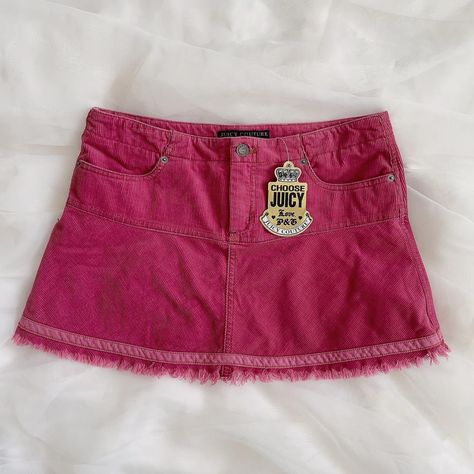 Juicy Couture Skirt, Pink Y2k Denim Bottoms, Pink Mini Denim Skirt With Pockets, Hysteric Glamour Top, Mini Skirt Depop, Fashion Design Collection, Gold Bridal Earrings, Corduroy Skirt, Colourful Outfits