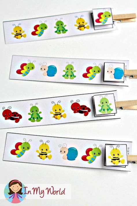 FREE Spring Preschool Centers clip the correct pattern activity Preschool Centers Ideas, Preschool Freebies, Numeracy Activities, Insects Preschool, Bugs Preschool, Birds Chirping, Insects Theme, Preschool Centers, Prek Math