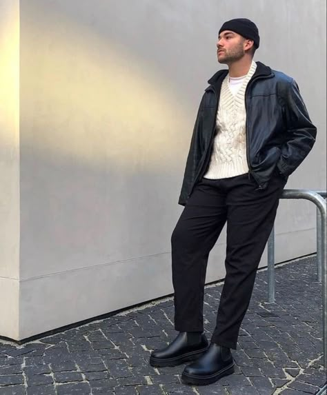 Chelsea Boots Men Outfit Aesthetic, Men Outfit Chelsea Boots, Chunky Chelsea Boots Men, Casual Black Boots Outfit, Chunky Boots Outfit Men, Black Boots Outfit Men, Black Chelsea Boots Men Outfit, Black Boots Men Outfit, Casual Black Boots