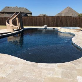 Dark Blue Pool, Pool Tile Designs, Palm Springs Pool, Shale Grey, Grey Patio, Pool Finishes, Pool Liner, Pool Colors, Pool Liners