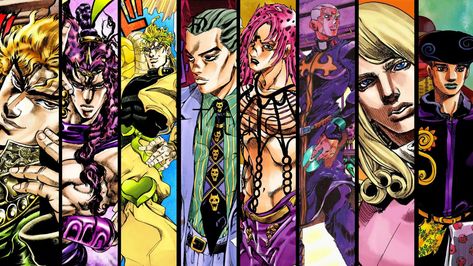 The enemies of every jojo Jojo Villains, Jojo Parts, Jojo's Bizarre Adventure Anime, Jojo Anime, Room Posters, Jojo Bizarre, Jojo's Bizarre Adventure, Android Wallpaper, Geek Stuff