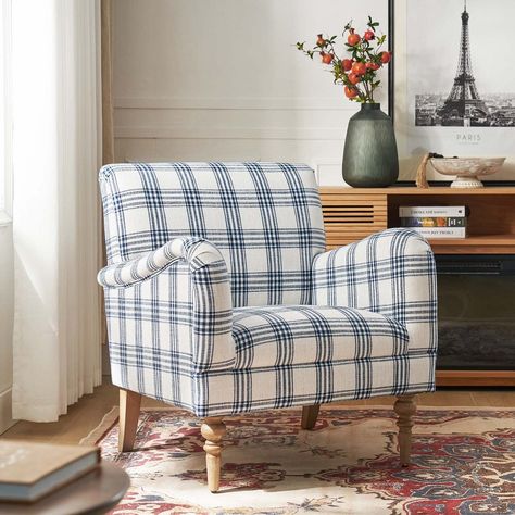 Plaid Chair, Barn Interior, Accent Arm Chairs, Living Room Accents, Colonial House, Accent Chairs For Living Room, Tartan Pattern, Shop Chair, Living Room Seating