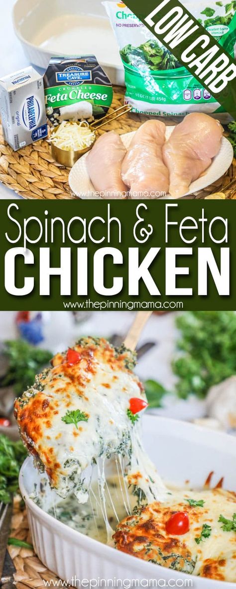 Spinach And Feta Chicken, Spinach Feta Chicken, Feta Cheese Recipes, Chicken With Spinach, Feta Chicken, Spinach Feta, Best Low Carb Recipes, Low Carb Diet Recipes, Spinach Recipes