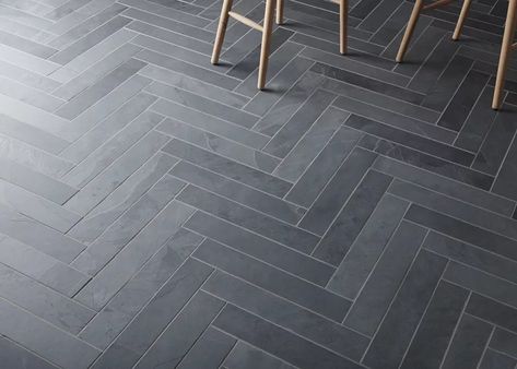 Solid Engineered Oak Flooring & Modern Floor Tiles Designed by Neptune | Neptune Chevron Tiles Floor, Black Herringbone Tile, Slate Floor Kitchen, Herringbone Tiles, Modern Floor Tiles, Black Tile Bathrooms, Herringbone Tile Floors, Mudroom Flooring, Slate Tiles