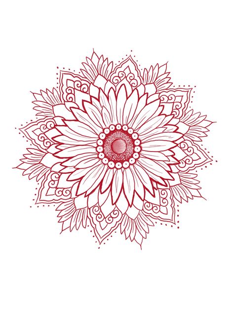 Sunshine Mandala Tattoo, Red Mandala Tattoo, Wildflower Mandala, Louise Tattoo, Sunflower Mandala Tattoo, Floral Mandala Design, Mandela Tattoo, Sunflower Mandala