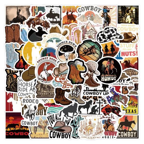 PRICES MAY VARY. 【Cowboy Stickers】There are 64PCS different western sticker packs, no random delivery and no duplicates. All decals are in the range of 2-4 inches size. 【Broad Application】These stickers are very cute and fashionable, suitable for dressing up various items. Stickers for water bottles, laptop, luggage, skateboard, helmet, bike, motorcycle, notebook, fridge, and anything else that you can imagine. 【Surprise Gift Reward】Our decals is your right choice when choosing a gift for your f Punchy Bedroom, Edgy Cowgirl, Cowboy Stickers, Bullet Journal Decoration, Bedroom Stickers, Stickers Cool, Scrapbooking Journal, Western Gifts, Scrapbook Gift