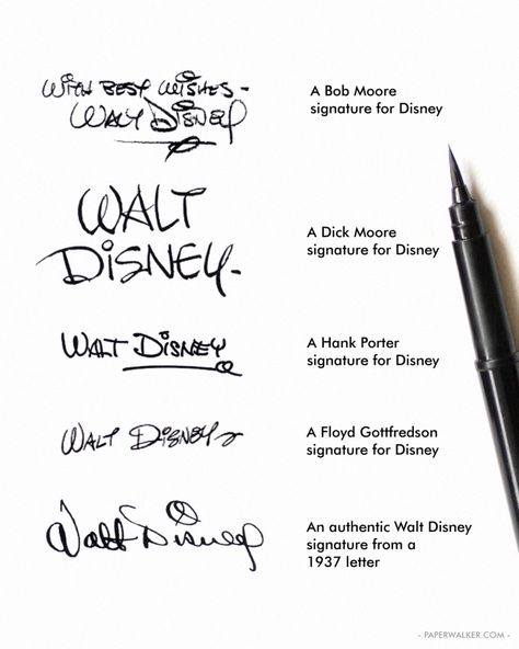 #WaltDisney #signature Walt Disney Drawings, Walt Disney Signature, Disney Signatures, Walter Elias Disney, Disney Secrets, Animation Disney, Disney Treasures, Disney Artists, Disney Nerd