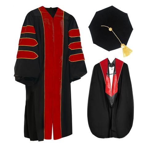 PRICES MAY VARY. 【What you get】1 Graduation Doctoral Gown +1 Graduation Doctoral Hood+1 Graduation Doctoral Tam with 8 sides 【Size】The length of gown is 48 inches long (Splus size), and is suitable for anyone from 5 '3 "to 5' 5"(159cm to 165cm) and chest size up to 59 inches,adjustable and flexible universal graduation cap. 【Material】Doctoral Graduation Gown and Doctoral Hood are made of high quality polyester and velvet material production , the fabric is comfortable and breathable , and the hi Doctoral Regalia, Doctoral Gown, Doctoral Graduation, Graduation Cords, Graduation Gown, Stylish Caps, Velvet Material, Chest Size, Graduation Cap