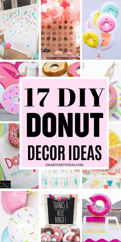 Check out these 17 adorable DIY donut party decor ideas that will make your donut party fabulous. These cute DIY projects are easy and gorgeous! #donutpartydecor #DIYdonutpartydecor #DIYPartydecor #donutparty Diy Donut Party, Donut Party Decorations, Donut Theme Party, Donut Decor, Donut Ideas, Doughnut Party, Diy Donut, Donut Themed Birthday Party, Diy Donuts