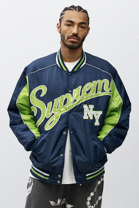 Supreme Fall/Winter 2020 Lookbook | HYPEBEAST Supreme Clothing, Hypebeast Fashion, Hype Clothing, Black Men Street Fashion, Outerwear Jackets, Down Jacket, Cool T Shirts, Black Men, Varsity Jacket