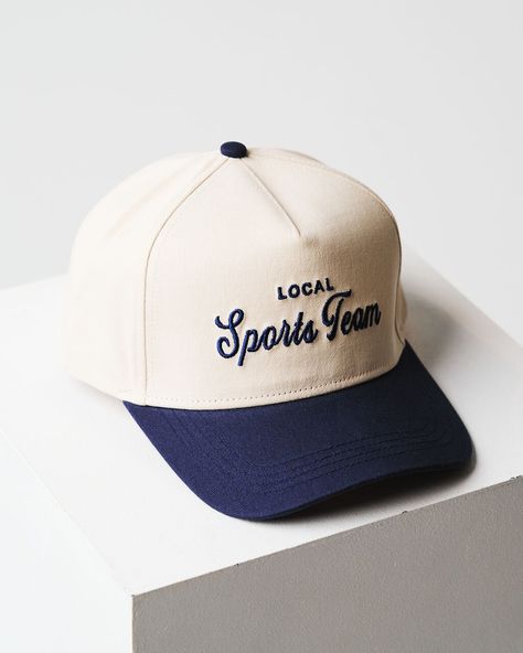 For the seasoned bandwagon-er, level up your ironic cheer game! 5-Panel Mid Profile Structured cap, featuring embroidered lettering on the front and an adjustable snapback. Brim is pre-curved. Cheer Games, Apparel Design Inspiration, Embroidered Lettering, Cap Logo, Best Caps, Vintage Sport, Embroidered Cap, Style Sport, Hat Ideas