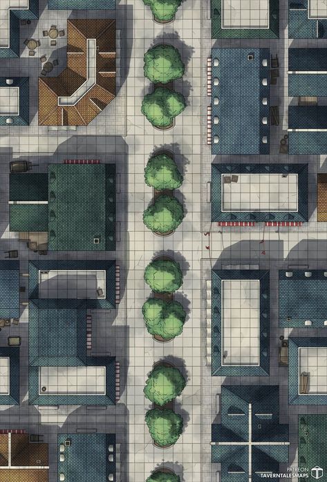 From the wealthiest merchants charging premium fees for simple commodities to the nimble pick pockets who risk targeting the upper class in an area infested with city guard — there is plenty of coin to be found here no matter what side you fall on. #battlemap #map #ttrpg #dnd #dungeonsanddragons #pathfinder #5e #free #city #urban #town #street Sinking Ship, Fantasy City Map, Casa Anime, Dnd World Map, Building Map, Battle Map, Fantasy Town, Arte Steampunk, Tabletop Rpg Maps