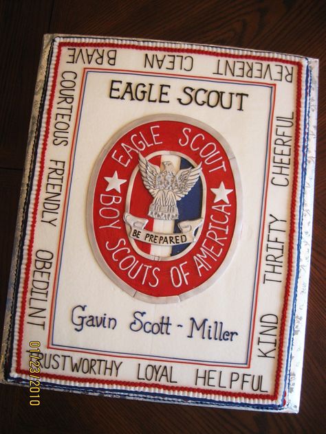 An Eagle Scout Celebration cake. Scout Decorations, Eagle Scout Badge, Eagle Scout Project Ideas, Boy Scout Cake, Eagle Scout Cake, Eagle Ceremony, Boy Scouts Eagle, Punisher Art, Boy Scouts Merit Badges