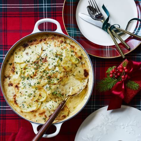 Truffle Potato Gratin | Williams Sonoma William Sonoma Recipes, Potato Gratin Recipe, Gratin Dish, Potato Gratin, Truffle Oil, Christmas Food Dinner, Veggie Sides, Holiday Cooking, Williams Sonoma