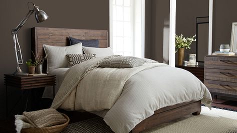 Paint Colors Brown, Magnolia Paint Colors, Brown Accent Wall, Magnolia Homes Paint, Magnolia Paint, Brighter Bedroom, Interior Painting, Interior Paint Colors, Gray Interior