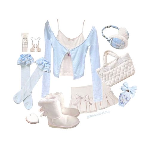 @ballerinabunnie • Instagram photos and videos Blue And White Outfits, Mcbling Fashion, 2000s Outfit, Preformance Outfits, Pastel Outfit, Blue Outfit, Really Cute Outfits, Cute Simple Outfits, Lookbook Outfits