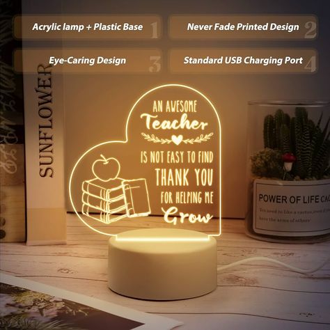 Teacher Gifts, Teacher Gifts for Women Men, Acrylic Night Light Gifts Ideas for Teacher, Teacher Appreciation Gift, Best Teacher Gifts, Teacher Gifts from Students, Graduation Retirement for Teachers : Amazon.ca: Electronics Teacher Birthday Gift Ideas From Students, Birthday Gift For Teacher From Students, Teacher Birthday Gifts From Students, Teacher Gifts From Students, Retirement Gifts For Teachers, Best Friend Birthday Cards, English Teacher Gifts, Teacher Birthday Gifts, Teacher Birthday