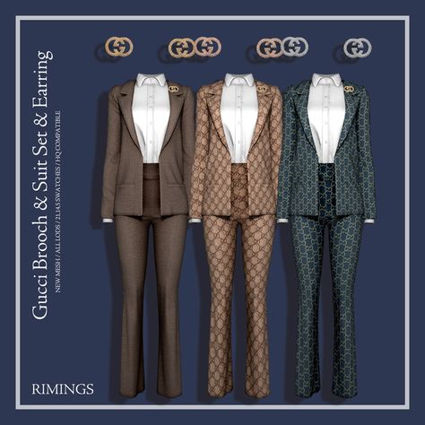 [RIMINGS] Gucci Brooch & Suit Set & Earring | RIMINGS on Patreon Sims 4 Suit Cc, Sims 4 Suit, Gucci Brooch, Sims 4 Free Mods, Lotes The Sims 4, Die Sims 4, Sims 4 Traits, The Sims 4 Pc, Muebles Sims 4 Cc