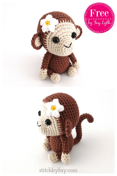 7 Monkey Amigurumi Free Crochet Pattern - Page 2 of 2 Diy Shrug, Simple Amigurumi, Crochet Keyring Free Pattern, Cute Crochet Patterns, Crochet Monkey Pattern, Monkey Amigurumi, Shrug Crochet, Crochet Giraffe Pattern, Crochet Toys Free Patterns