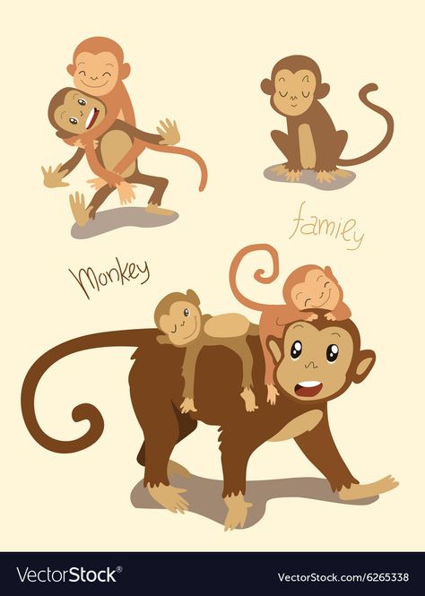 Monkey Family Tattoo, Baby Monkey Drawing, Monkey Mural, Monkey Character, Monkey Family, Tiger Photography, Monkey Drawing, Monkey Illustration, Bookish Tattoos