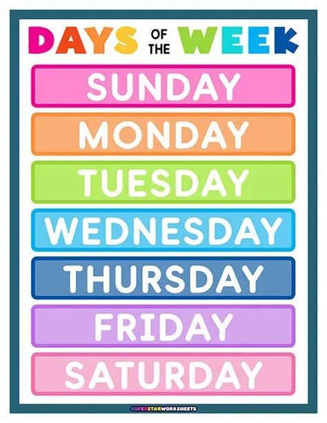 Days Of The Week English And Spanish, Days Of The Week Printables Free Preschool, Free Days Of The Week Printables, Days Of The Week Printables, Days Of The Week Song, Handwriting Practice Free, Morning Circle Time, Superstar Worksheets, Morning Circle