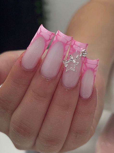 Pink Croc Nails, Duck Nail Designs, Nails Pink French Tip, Nails Pink French, Croc Nails, Baby Pink Nails Acrylic, Pink Tip Nails, Pink French Tip, Nails Bling