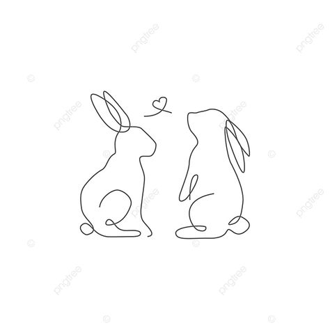 Mini Rabbit Tattoo, Cute Bunny Design, Matching Rabbit Tattoos, Cute Spring Doodles, Bunny Silhouette Tattoo, Rabbit Ear Tattoo, Two Bunnies Drawing, Tattoo Bunny Rabbit, Rabbit Design Illustration